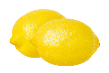 Fresh two lemons isolated on white background with clipping path