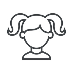 Line icon girl with pigtails