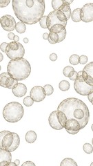 Bitcoin economic financial bubble. crypto currency 3D illustration. Business concept. Gold bubbles on white background. Bit, Coin, mining concept