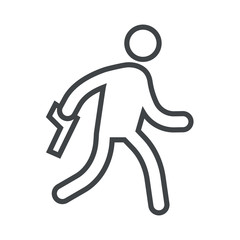 Line icon man runs with firearm