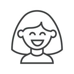 Line icon smiling girl