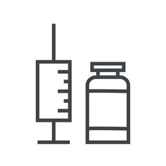 Line icon syringe with ampoule