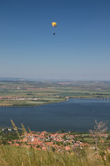 Paragliders above south moravia, Pálava, czech republic