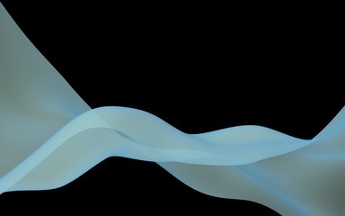 Abstract wave. Scarf. Bright ribbon on black background. Abstract smoke. Raster air background. 3D illustration
