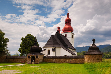 Beautiful old church on summer day (Liptovske Matiasovce, Slovakia)