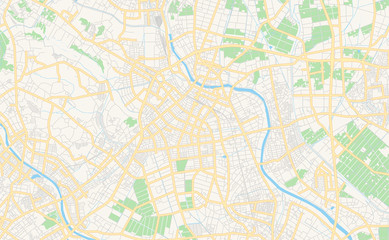 Fototapeta na wymiar Printable street map of Kasukabe, Japan