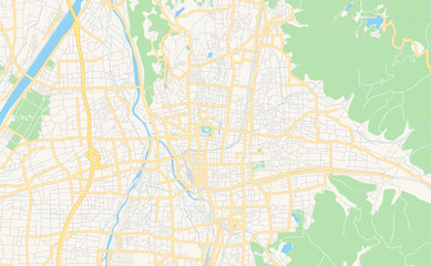 Fototapeta na wymiar Printable street map of Matsumoto, Japan