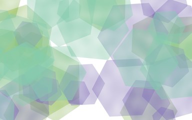 Multicolored translucent hexagons on white background. Blue tones. 3D illustration