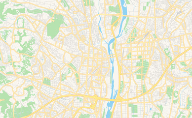 Obraz premium Printable street map of Atsugi, Japan