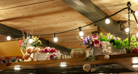 Naklejka na ściany i meble rustic decor with lamps and flowers