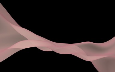 Obraz premium Abstract wave. Scarf. Bright ribbon on black background. Abstract smoke. Raster air background. 3D illustration