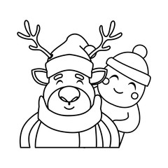 reindeer and gingerbread man with hat on white background