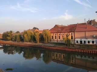 Fototapeta na wymiar Zrenjanin Serbia liver Begej canal at sunset