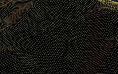 Abstract landscape background. Cyberspace green grid. hi tech network. 3D illustration