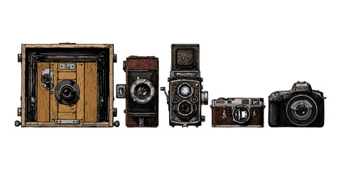 photo cameras evolution set