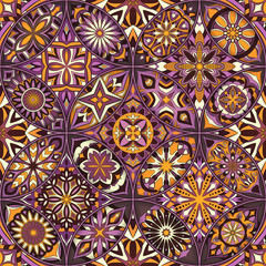 Ornate floral seamless texture, endless pattern with vintage mandala elements. - 297314313
