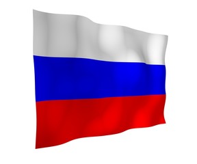 Waving flag of the Russian Federation. The National. State symbol of the Russia. 3D illustration