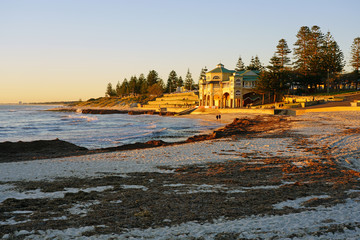 Sunset view of Cottesloe Beach over the Indian Ocean near Perth, Western Australia