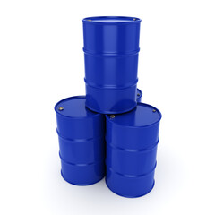 3D rendering blue barrels