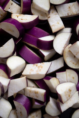 chopped eggplant in olive oil before cooking