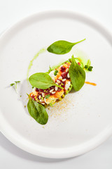 Avocado with Mozzarella Cream and Dried Tomato Jam