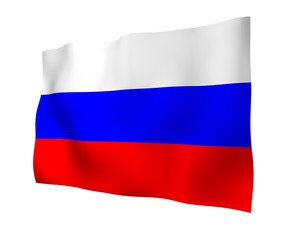 Waving flag of the Russian Federation. The National. State symbol of the Russia. 3D illustration