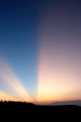 Fototapeta premium Ray light on sunset in the evening day.