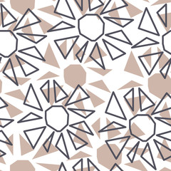 The contours and silhouettes of flowers are made of triangles. Seamless background.
