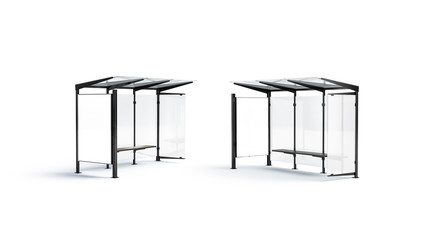 Blsnk white affiche on bus-stop mock up, side view © Alexandr Bognat