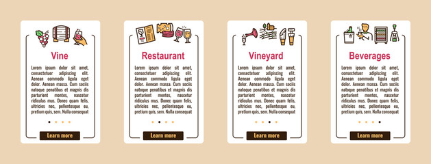 Wine making color linear icons set