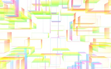 Colorful abstract digital and technology background. The pattern with repeating rectangles. 3D illustration