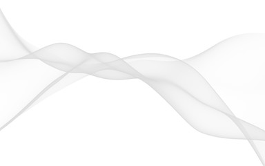White abstract background. Fluttering white scarf. Waving on wind white fabric. 3D illustration