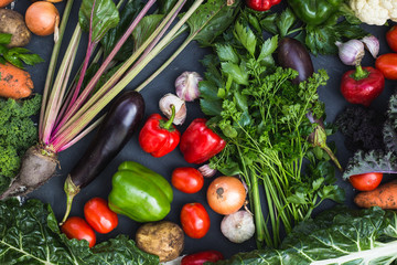 Assortment of fresh vegetables. Healthy organic food concept