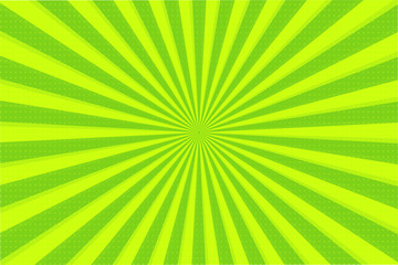 Abstract background of green and yellow rays