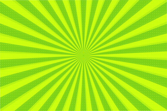 Abstract background of green and yellow rays