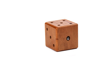 Puzzle magic cube three-dimensional maze on a white background.