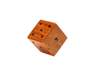 Puzzle magic cube three-dimensional maze on a white background.