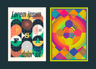 Two Modern Geometric art posters template. Vector illustration.