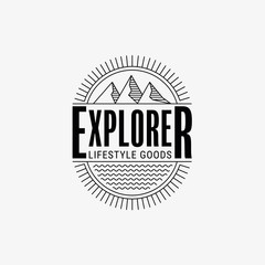 Retro Logo template with single weight Line Art Elements. Vector illustration.