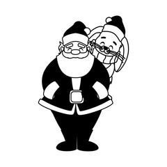 rabbit and santa claus with hat of christmas in white background