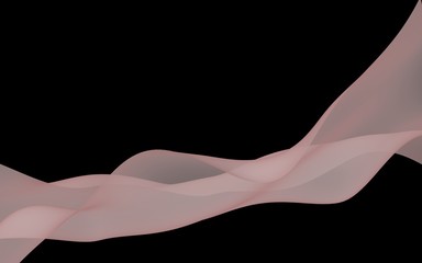 Obraz premium Abstract wave. Scarf. Bright ribbon on black background. Abstract smoke. Raster air background. 3D illustration