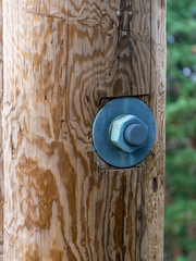 picture with wooden log and iron screw