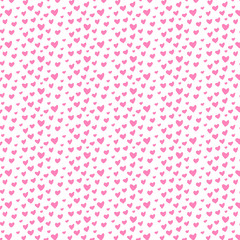Seamless pattern with doodle hearts. Hand drawn pink background for wedding or valentine`s day