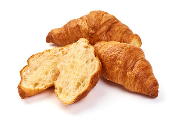 Traditional croissants, isolated on white background