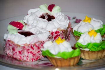 Cake on a plate. Background close up