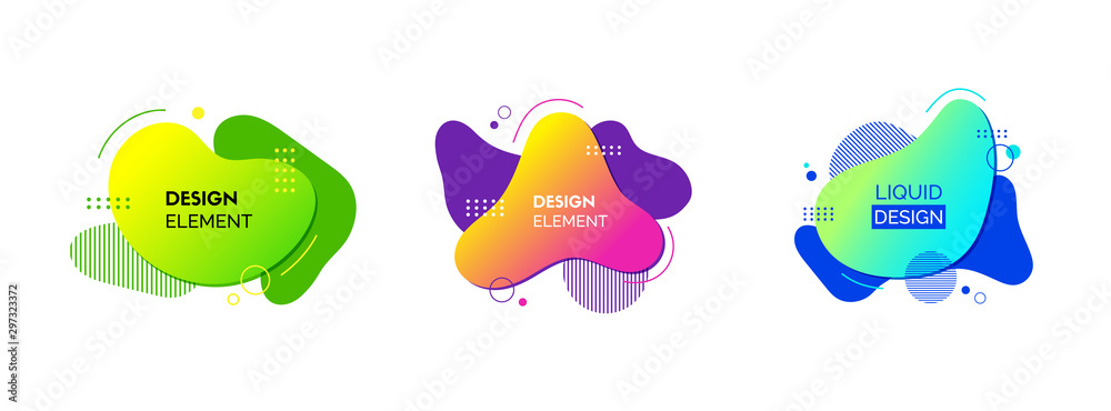 Wall mural liquid design elements. vector set of fluid colorful abstract shapes. for banners, social media post