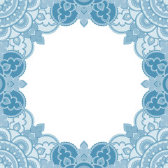 Abstract floral decorative frame for greeting card or invitation in ethnic style