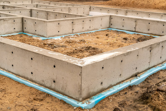 New Concrete House Foundation With Waterproofing