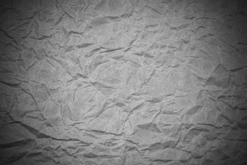 White crumpled packaging paper background texture. Grey Kraft Paper Coarse. Wrinkled paper bag