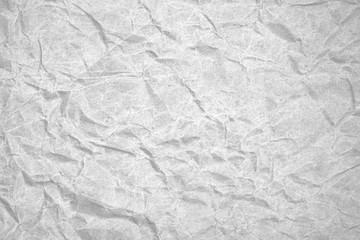 White crumpled packaging paper background texture. Grey Kraft Paper Coarse. Wrinkled paper bag